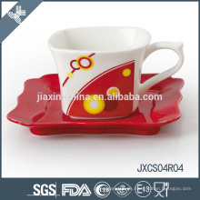 Großhandel Porzellan Quadrat Kaffeetasse und Untertasse, Splitter Design Tasse Set, kleine Tasse